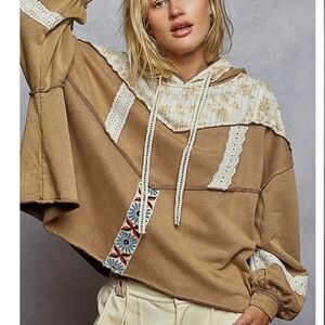 POL Patchwork Hoodie - Brown and Cream
